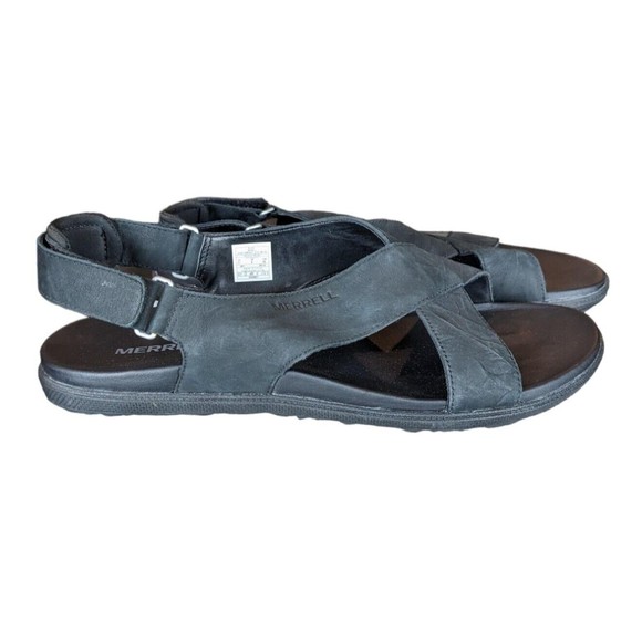Merrell Shoes - MERRELL Sandals Womens Around Town Sunvue Leather Cushion Shoe Black Size 11